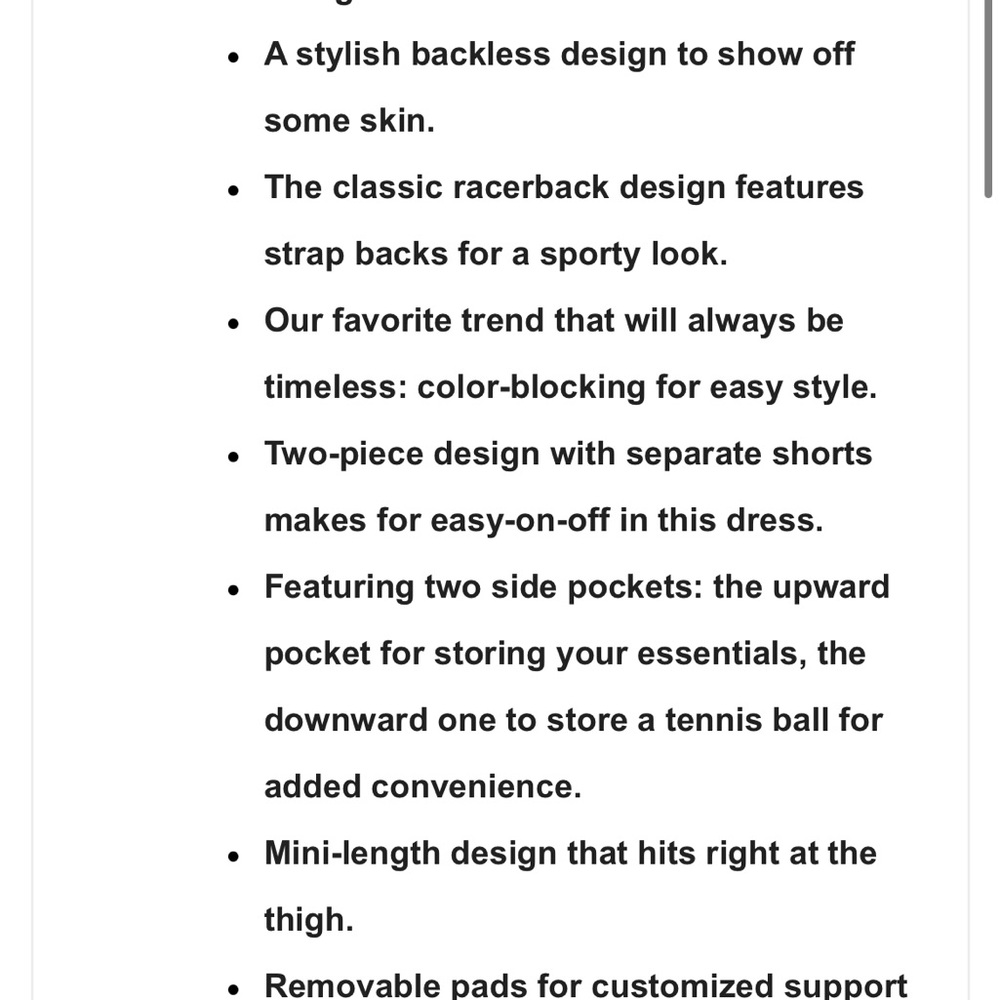 Round Neck Backless Racerback Color Block 2-Piece Side Pocket Mini Tennis Dress - Picture 3 of 3